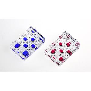 名入れ 江戸切子 箸置き・矢来と麻の葉2個セット - 瑞宝単光章