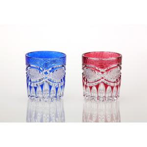 江戸切子 玉矢来切子 ルリ冷茶5客揃 ( 田島硝子 木箱名入れ有料 退職