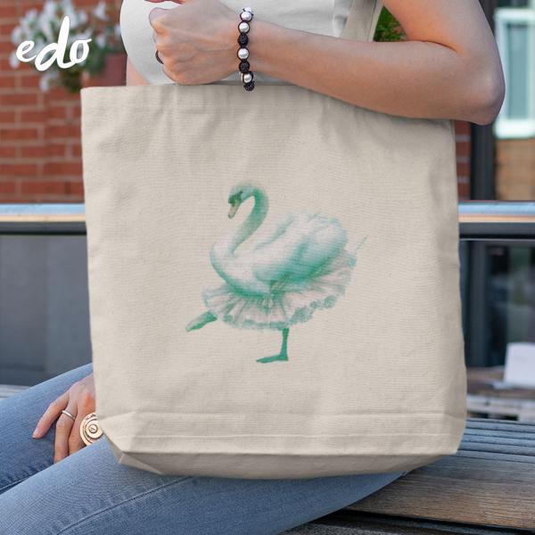 トートバッグ 「白鳥の優雅なバレエステップ」キャンバス 帆布 a4 縦型