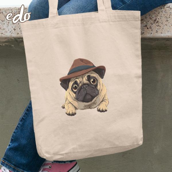 トートバッグ a4 帆布 軽量 「パグ犬」 サブバッグ