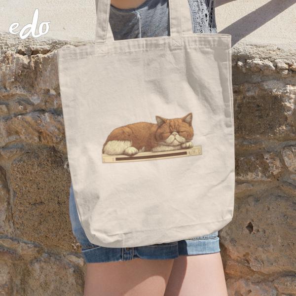 トートバッグ 「まどろむエキゾチックショートヘア猫」キャンバス 帆布 a4 縦型