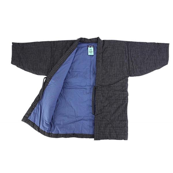 【日本製】オリジナル 久留米手づくり綿入れ縞格子（しまこうし）半纏（はんてん）