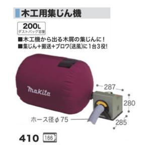 マキタ 410 木工用集じん機 集塵機 最大風量:8.7ｍ3/min 最大真空度:5kPa 単相100V 新品｜edougukann