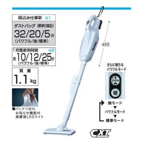 マキタ CL107FDSHW 充電式クリ−ナ 紙パック式 スライド式10.8Vバッテリ パワフルモ−ド付 バッテリ・充電器付セット 新品｜edougukann