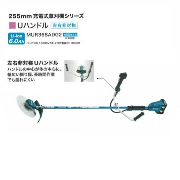 送料無料 マキタ MUR368ADG2 18Vx2=36V 充電式草刈機 左右非対称Uハンドル 25...