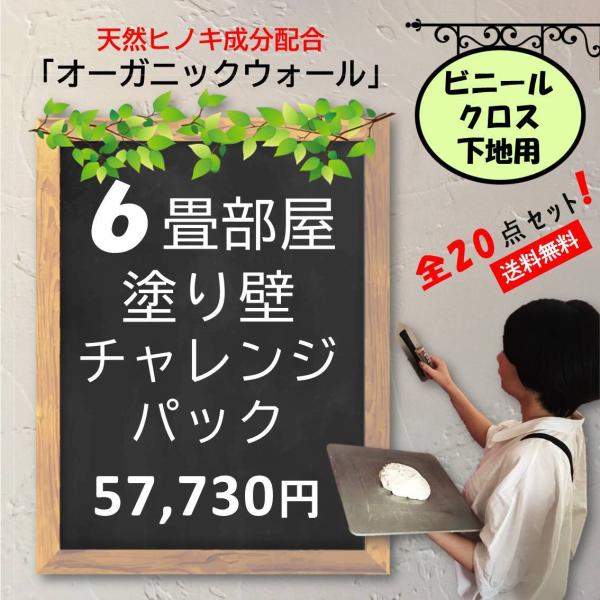 DIY リフォーム リノベ 珪藻土 漆喰 オーガニックウォール ６畳 内装用 室内 ビニールクロス下...