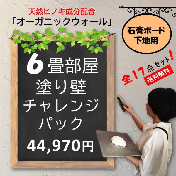 DIY リフォーム リノベ 珪藻土 壁 漆喰 オーガニックウォール ６畳 内装用 室内 石膏ボード下...