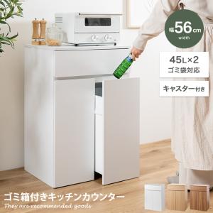 クロシオ ダイニングダストボックス2D ホワイト 完成品 キャスター付