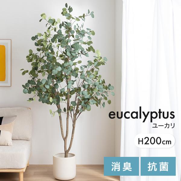 フェイクグリーン ユーカリ 大型 光触媒 観葉植物 室内 人工 造花 床置き リビング オフィス ギ...