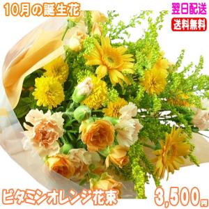 花 ギフト 誕生日 10月の誕生花 ビタミンオレンジ花束3,500円 送料無料 翌日配達  花言葉付...