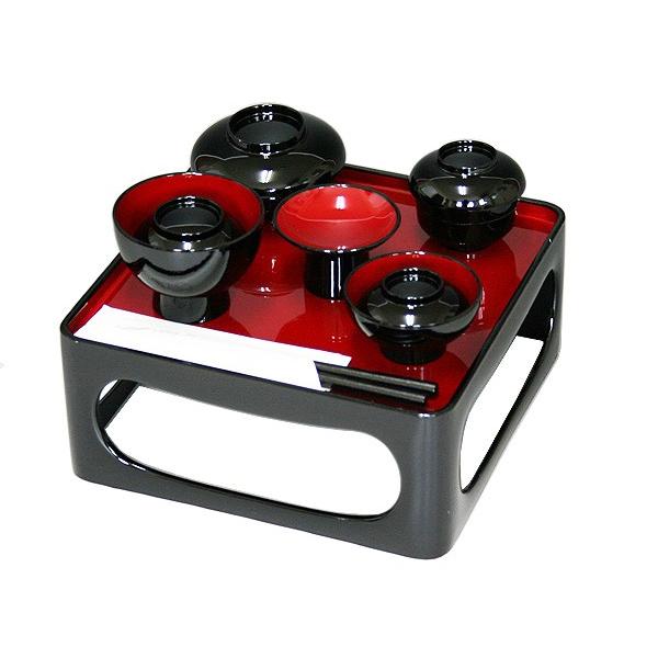 紀州塗 6寸 仏器膳 黒内朱 椀付 001-1217 創業嘉永元年 黒田屋清太夫謹製