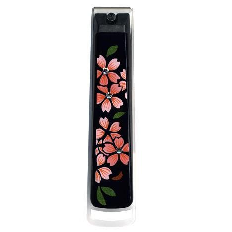 蒔絵 爪切り スワロフスキー桜 桐箱入り 橋本漆芸 （漆器、伝統工芸、ギフト、お土産、つめ切り）