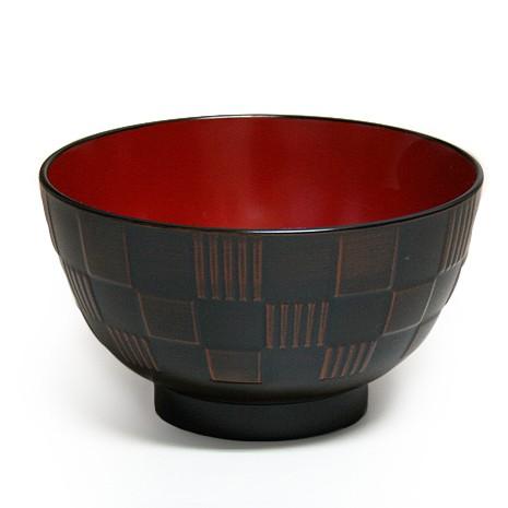 大汁椀 食洗機対応・電子レンジ対応 市松彫 栃木目 001-1451