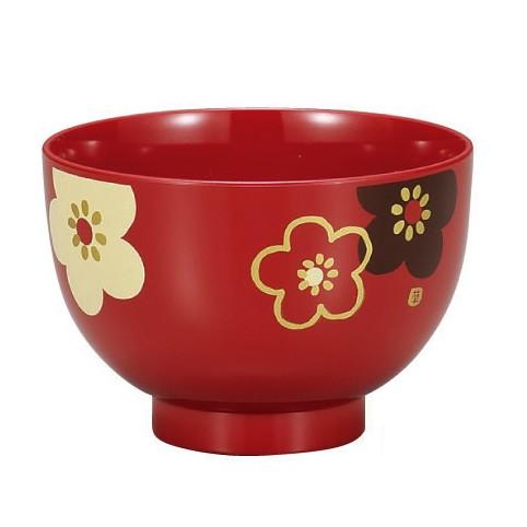 汁椀 朱 華文様梅 食洗機対応 電子レンジ対応 001-1766