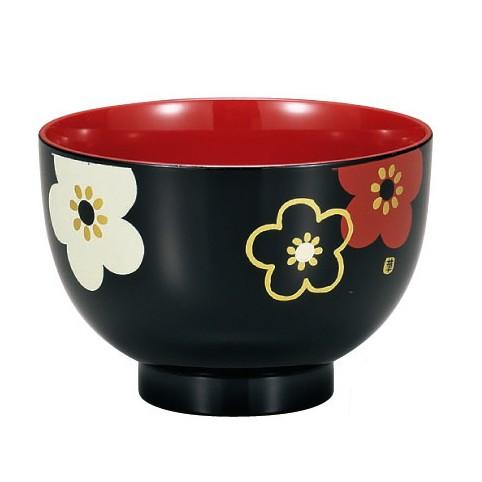 汁椀 黒 華文様梅 食洗機対応 電子レンジ対応 001-1767