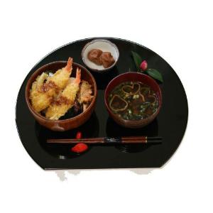 両面半月ランチョンマット 黒塗 裏朱塗 36c...の詳細画像1