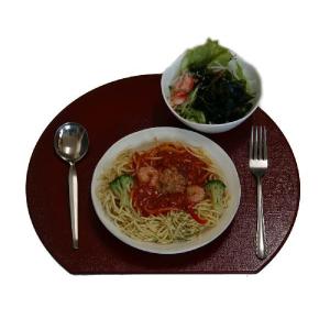 両面半月ランチョンマット 黒塗 裏朱塗 36c...の詳細画像2