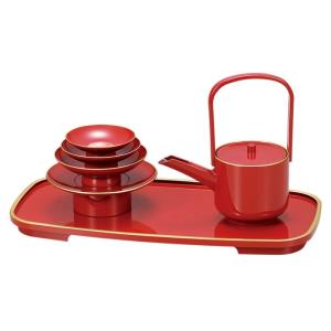 お屠蘇セット おしゃれ 日本製 国産 会津漆器 四ツ揃 屠蘇器 扇面F 黒