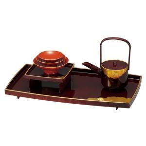 お屠蘇セット 屠蘇器 漆器 本漆 黒 扇面 七ツ揃 屠蘇器（桐箱入