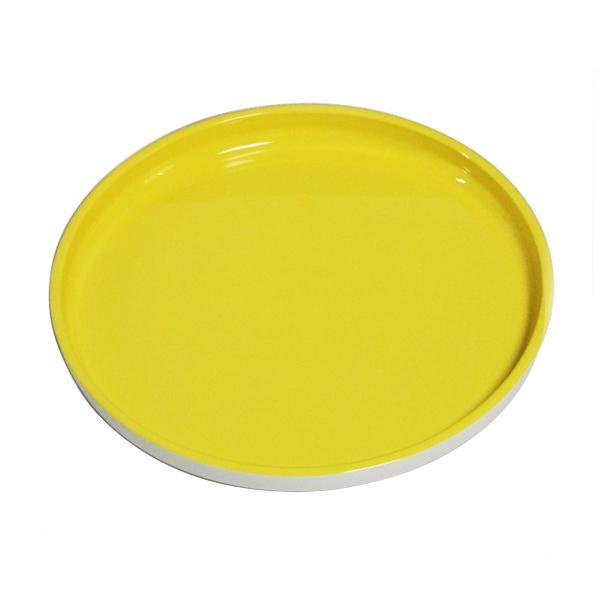 24cm ペット樹脂 ノンスリップ 丸トレー イエロー すべり止め 食洗機対応 電子レンジ対応