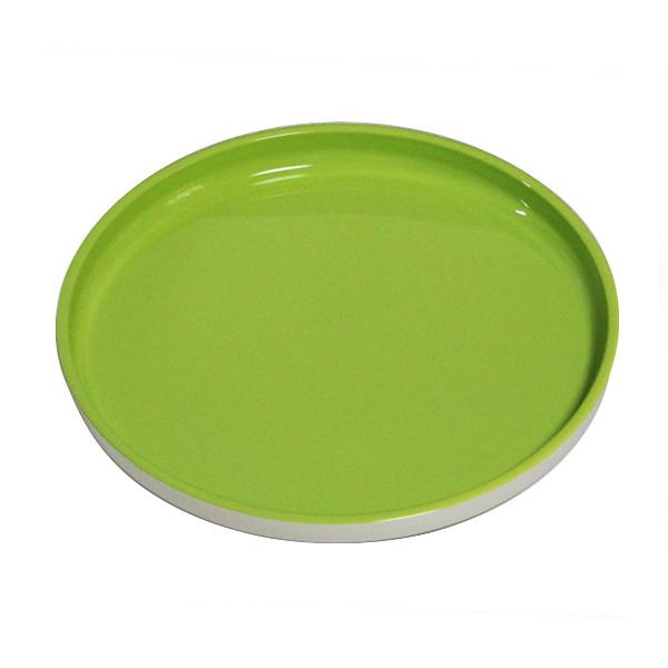 24cm ペット樹脂 ノンスリップ 丸トレー グリーン すべり止め 食洗機対応 電子レンジ対応