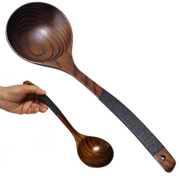 木製 お玉 丸布張 大 うるし塗 001-414