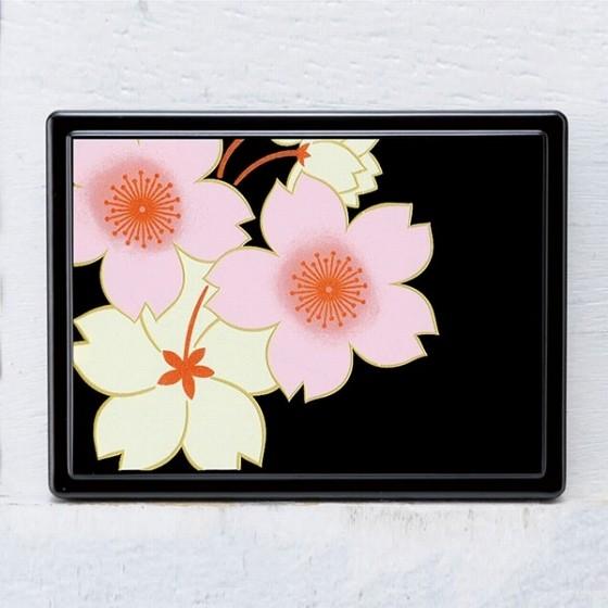 蒔絵 付箋ケース 桜花（黒）