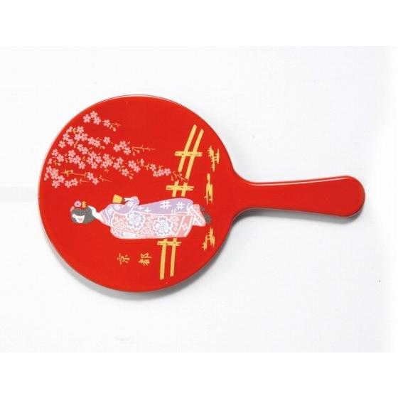 蒔絵 手鏡 OPP 舞妓 朱