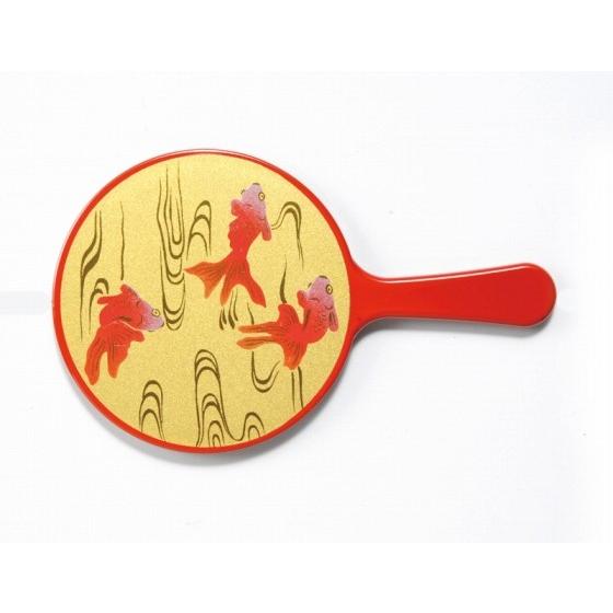 蒔絵 手鏡 OPP 金魚（金）