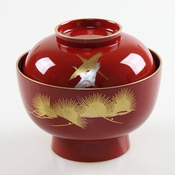 大名雑煮椀 飛翔 赤渕金 日本製 001-4265