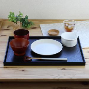 トレー カフェ 木製 お盆 長角膳 黒スリうる...の詳細画像2