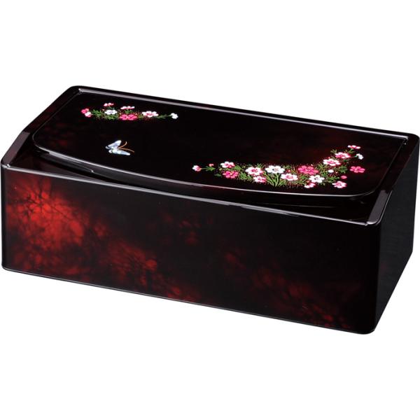 紀州漆器 ティッシュケース 鏡付 コスモス（金蒔絵）