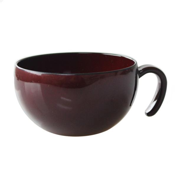 汁椀 持手付 持ち手つき 赤溜（小）クリーンコート加工 電子レンジ 食洗機対応 日本製 国産はっ水 ...