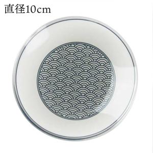硝子小皿（ガラス） 丸型 φ10cm 青海波 （高透過硝子）食洗機対応｜eemon01