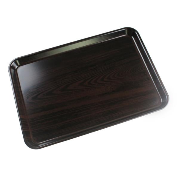 33cm ペット樹脂 ノンスリップトレー 黒檀杢 すべり止め 食洗機対応 電子レンジ対応 (やまかづ...