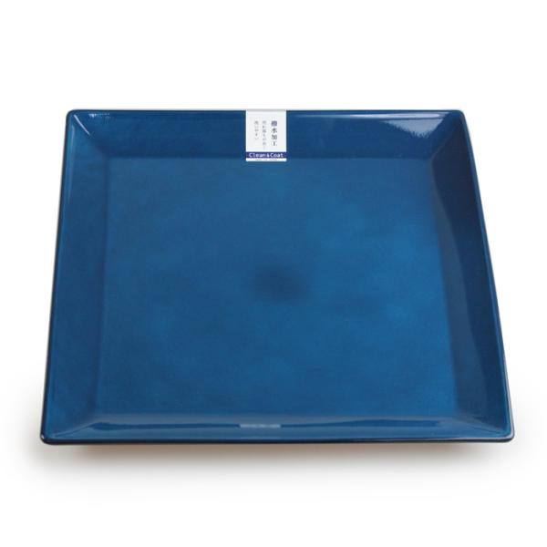 角皿 プレート 藍彩 角盛皿 26cm 電子レンジ対応 食洗機対応 クリーンコート加工 盛皿 撥水 ...