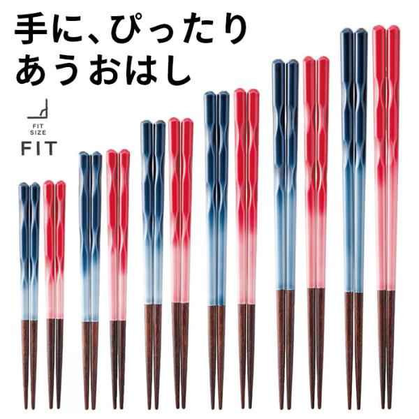 お箸 食洗機対応 FIT 手にぴったり合うおはし ブルー レッド 日本製 箸 2歳から 青 赤 大人...