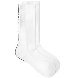 バーバリー Burberry メンズ ソックス インナー・下着 Vertical Logo Sport Sock White/Black