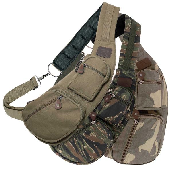 クロスボディバッグ ヴィンテージ加工 キャンバス生地 USAロスコ社 動きやすく、丁度よいサイズのシ...