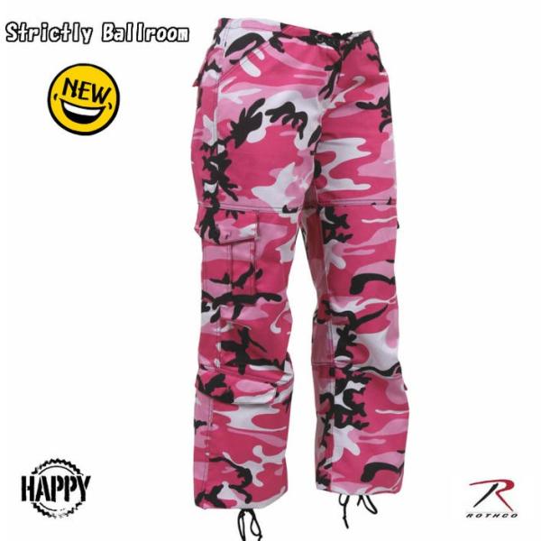 送料無料 ダンスピンク迷彩 パラシュート ファティーグパンツ ダンシング仕様　ロスコ　ウィメンズ C...