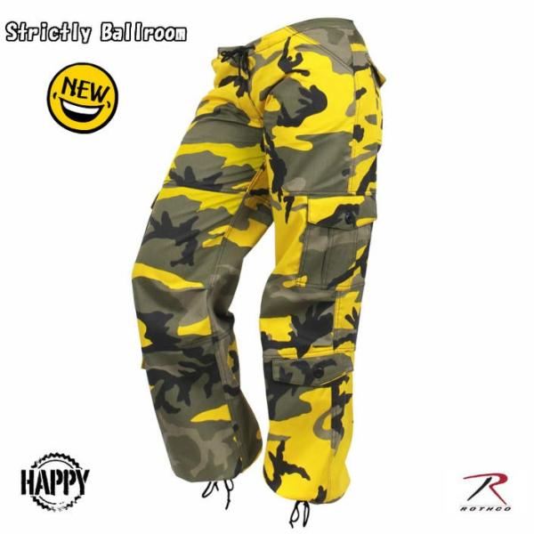 送料無料 ダンス イエロー迷彩 パラシュート ファティーグパンツ ダンシング仕様　ロスコ　ウィメンズ...