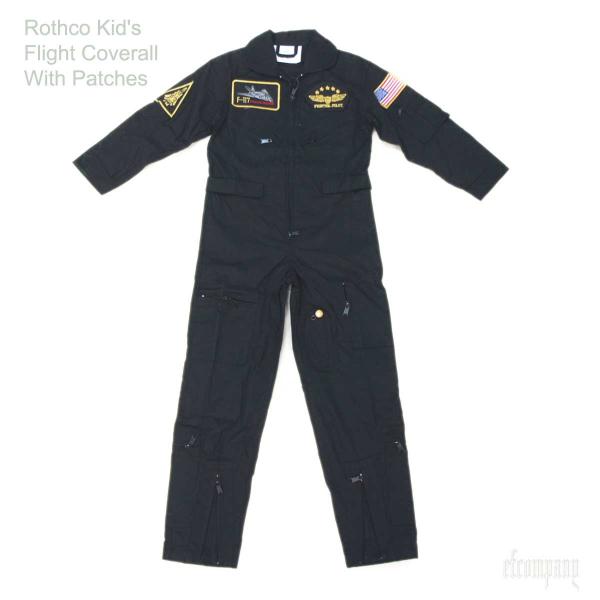 送料無料 ロスコ キッズ フライトスーツ（つなぎ）ワッペン付き 黒オールインワン Rothco Ki...