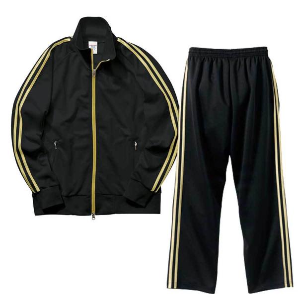 送料無料 ジャージ黒金 ライン入り ジャージ上下 UNITED ATHLE SPORTS 気アイテム...