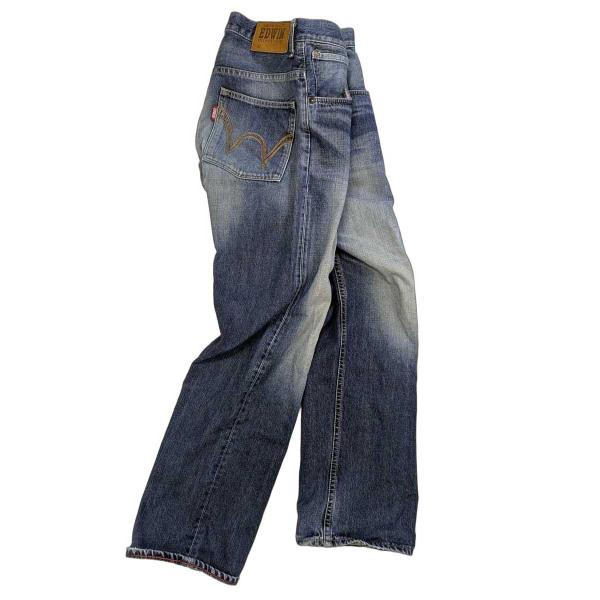 【中古】EDWIN ダメージ加工 ゆったりストレート デニムパンツ EX405ジーンズ 34インチ ...