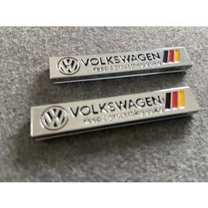 送料無料　418★VOLKSWAGEN フォルクスワーゲン用★2枚セット カーステッカー エンブレム  シルバー プレート 金属製 フェンダーバッジ シール 強粘着力