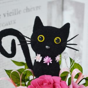 プリザーブドフラワー クロネコ 黒猫 アレンジ...の詳細画像2