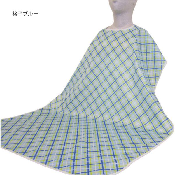 食事用エプロン／花柄ブルー（日本資材）