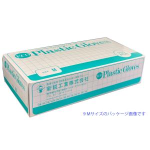 （ケース販売）ECOプラスチック手袋 Lサイズ／100枚入×10箱（新鋭工業）粉付きプラスチック手袋