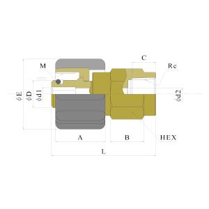 共栄ハイドリック 高圧洗浄機用継手 M22ナット(芯棒φ14)×Rcタイプ M22×1.5 Rc3/8 NC-11｜egaos