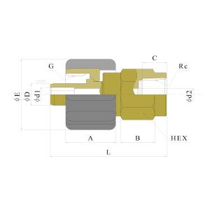 共栄ハイドリック 高圧洗浄機用継手 M22ナット(芯棒φ11)×Rcタイプ M22×1.5 Rc1/2 NC-18｜egaos